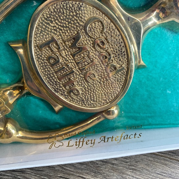 Liffey Artefacts Brass Claddagh Door Knocker Cead Mile Failte Ireland 8 Inch - Picture 3 of 7